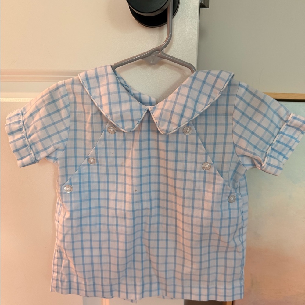 Little English Boys Formal Blue Checkered Kids Shirt